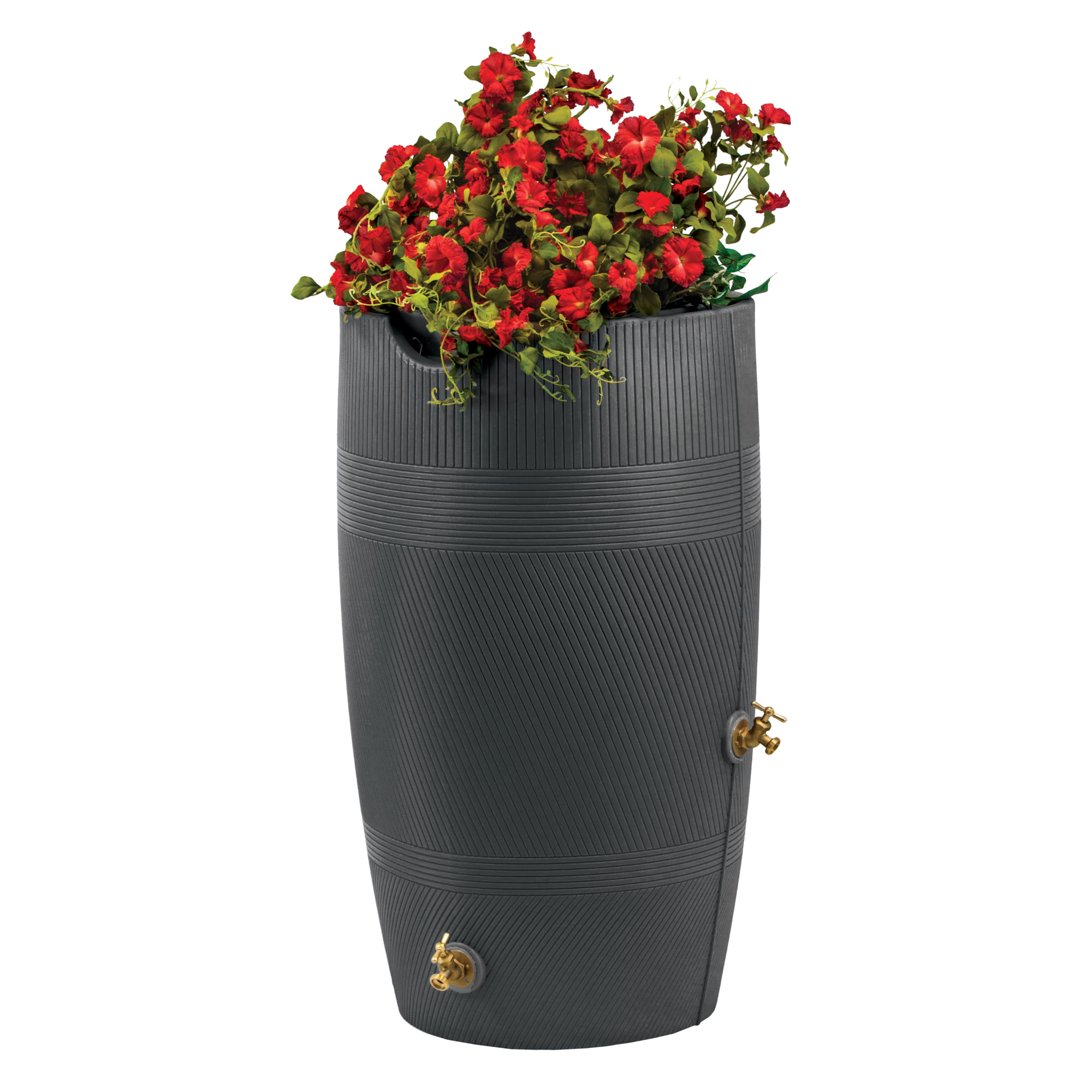 Good Ideas Impressions Havana Rain Saver Barrel — 50 Gallon, Dark Granite, Integrated Overflow Channel, Model# IM-HAVA50-DAR